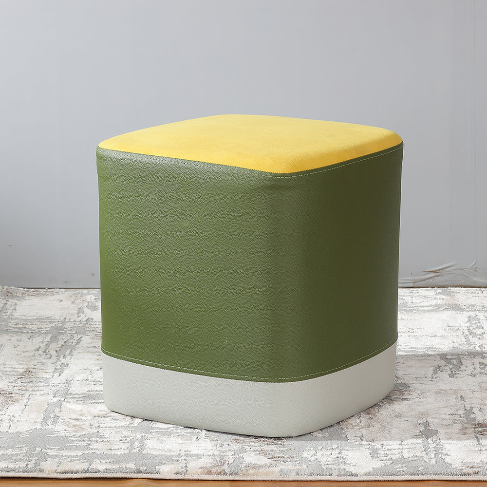Tricolor Square Pouf