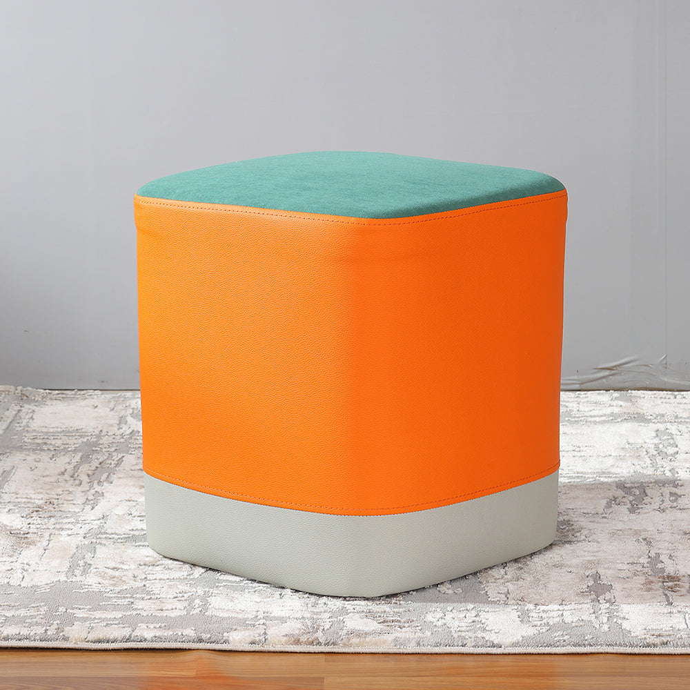 Tricolor Square Pouf