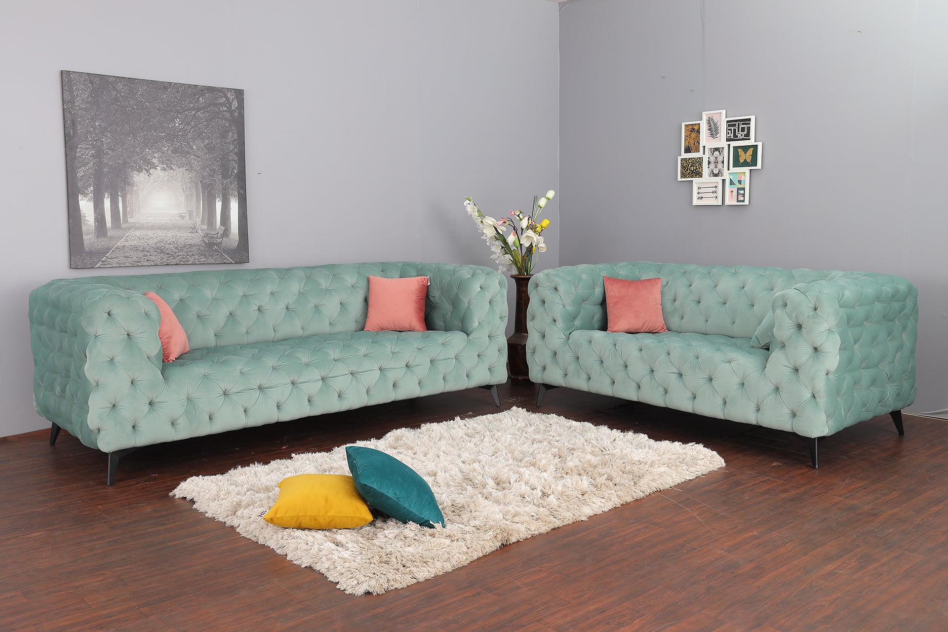 3+2 S Full Tuft Block Chester Sofa