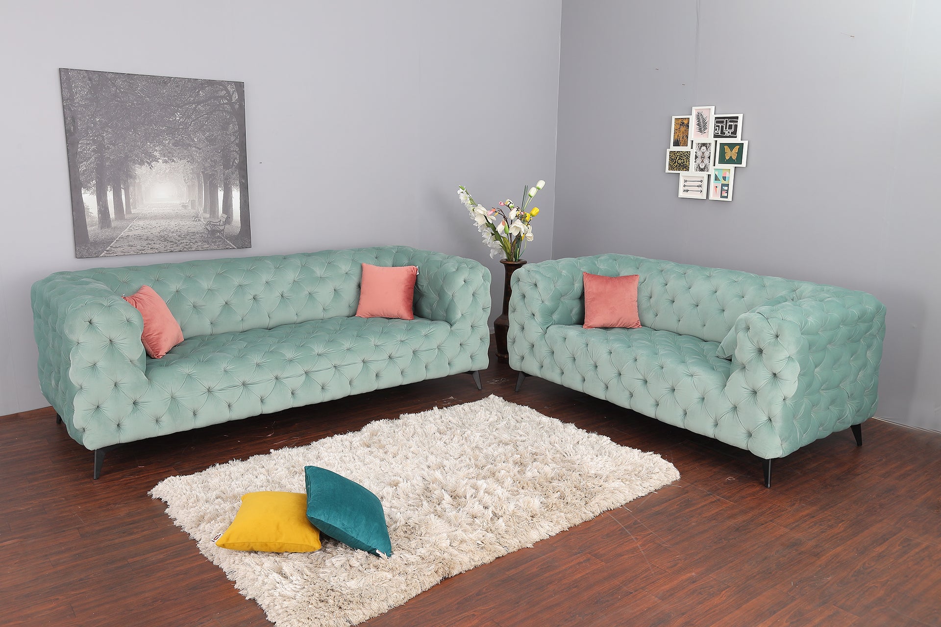 3+2 S Full Tuft Block Chester Sofa