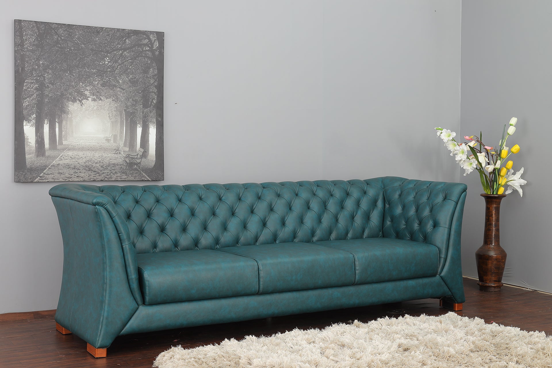 3 S Sleek Chester Sofa In Peacock Blue