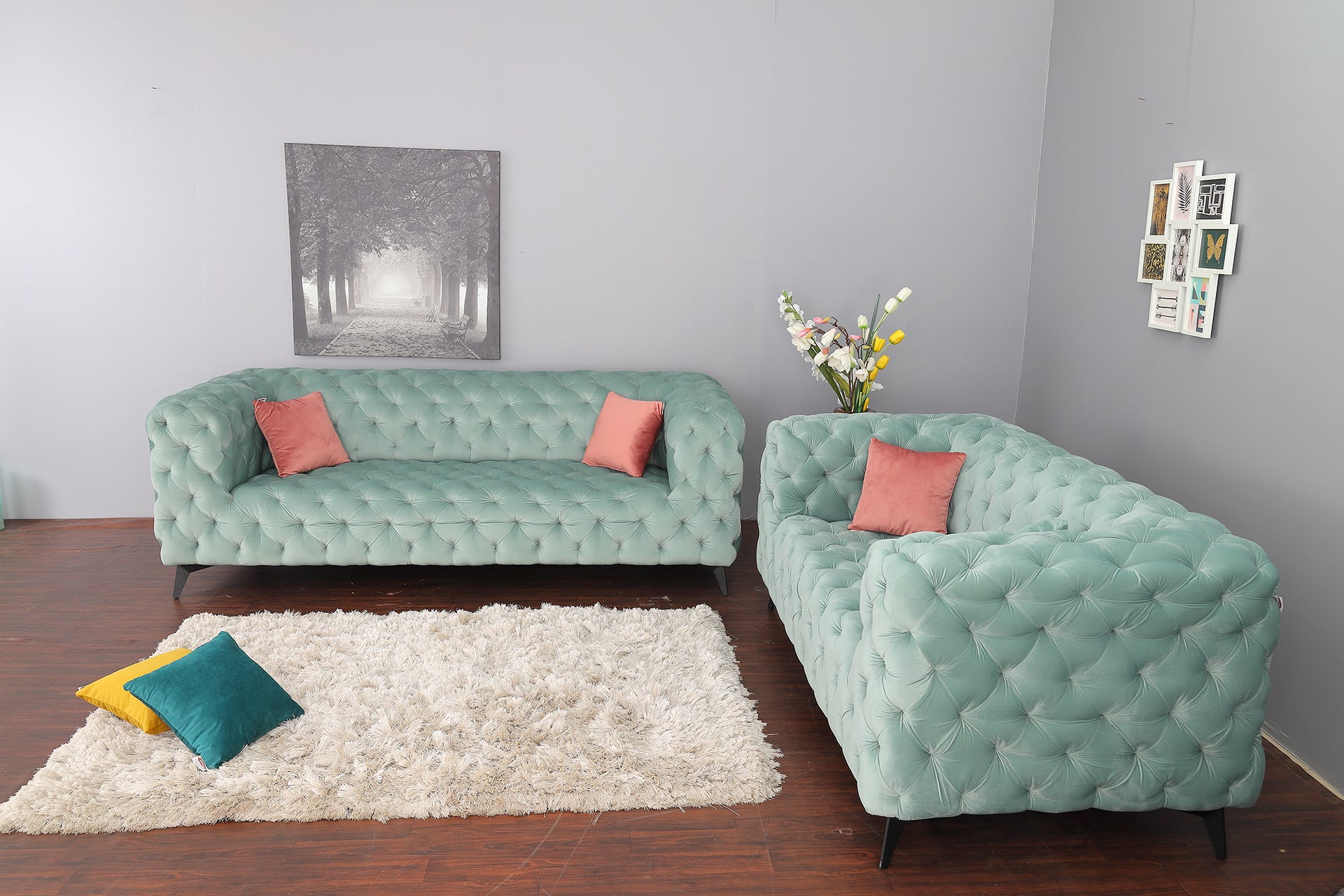 3+2 S Full Tuft Block Chester Sofa