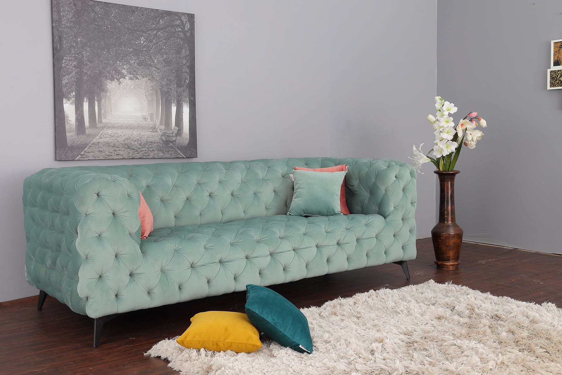 3 S Full Tuft Block Chester Sofa