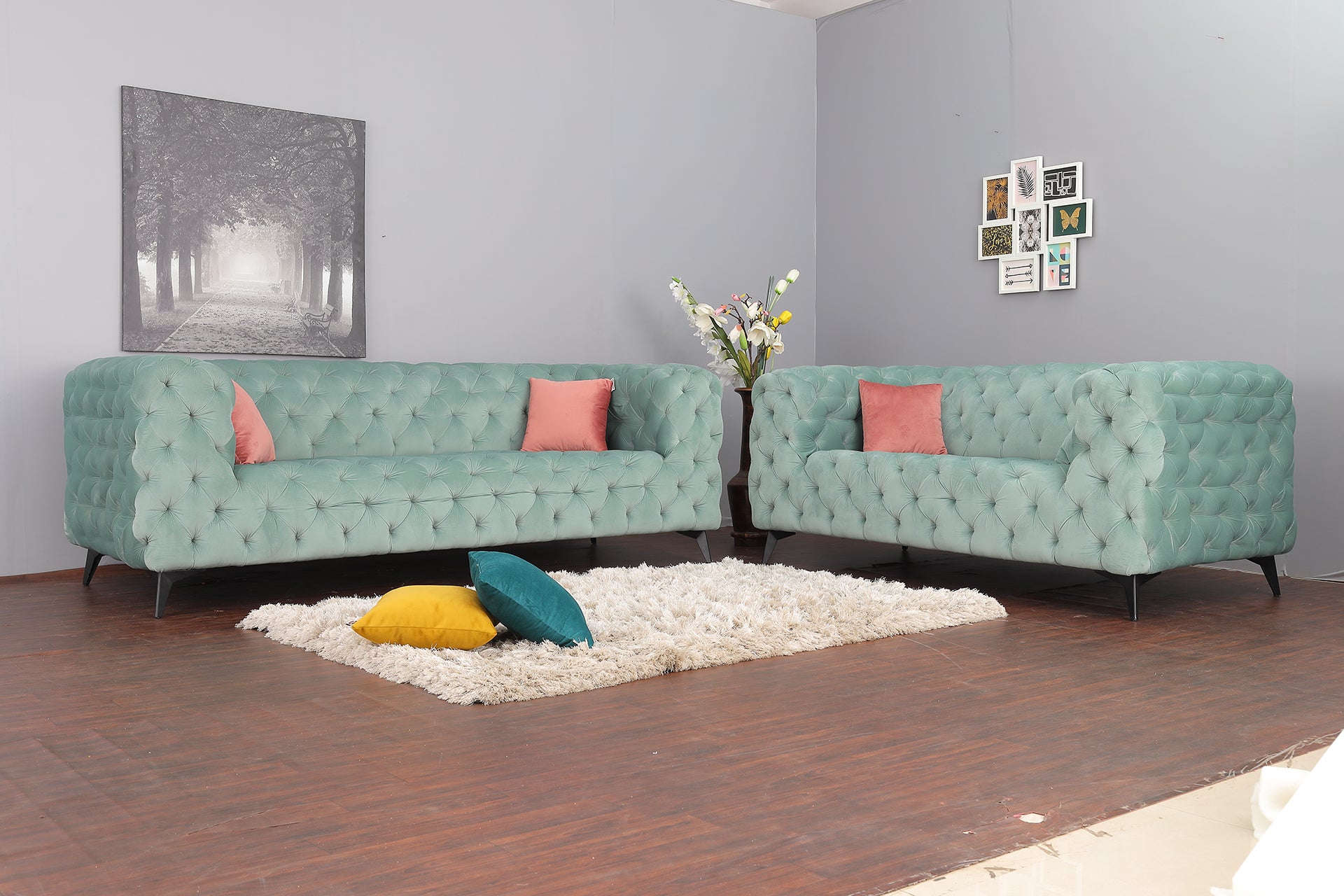 3+2 S Full Tuft Block Chester Sofa