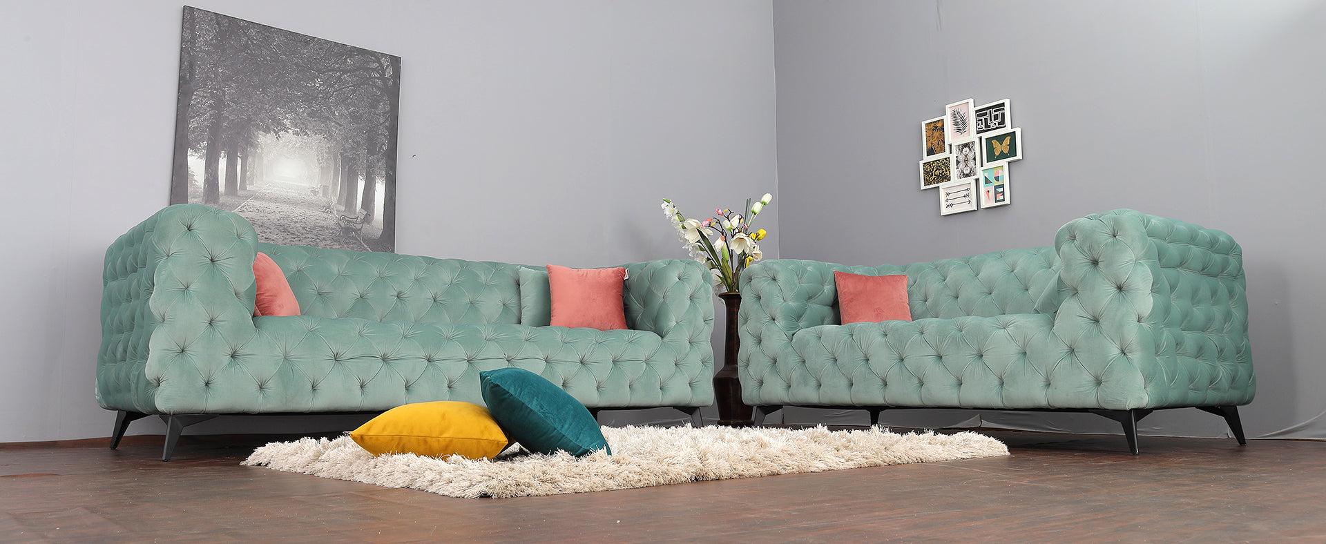 3+2 S Full Tuft Block Chester Sofa