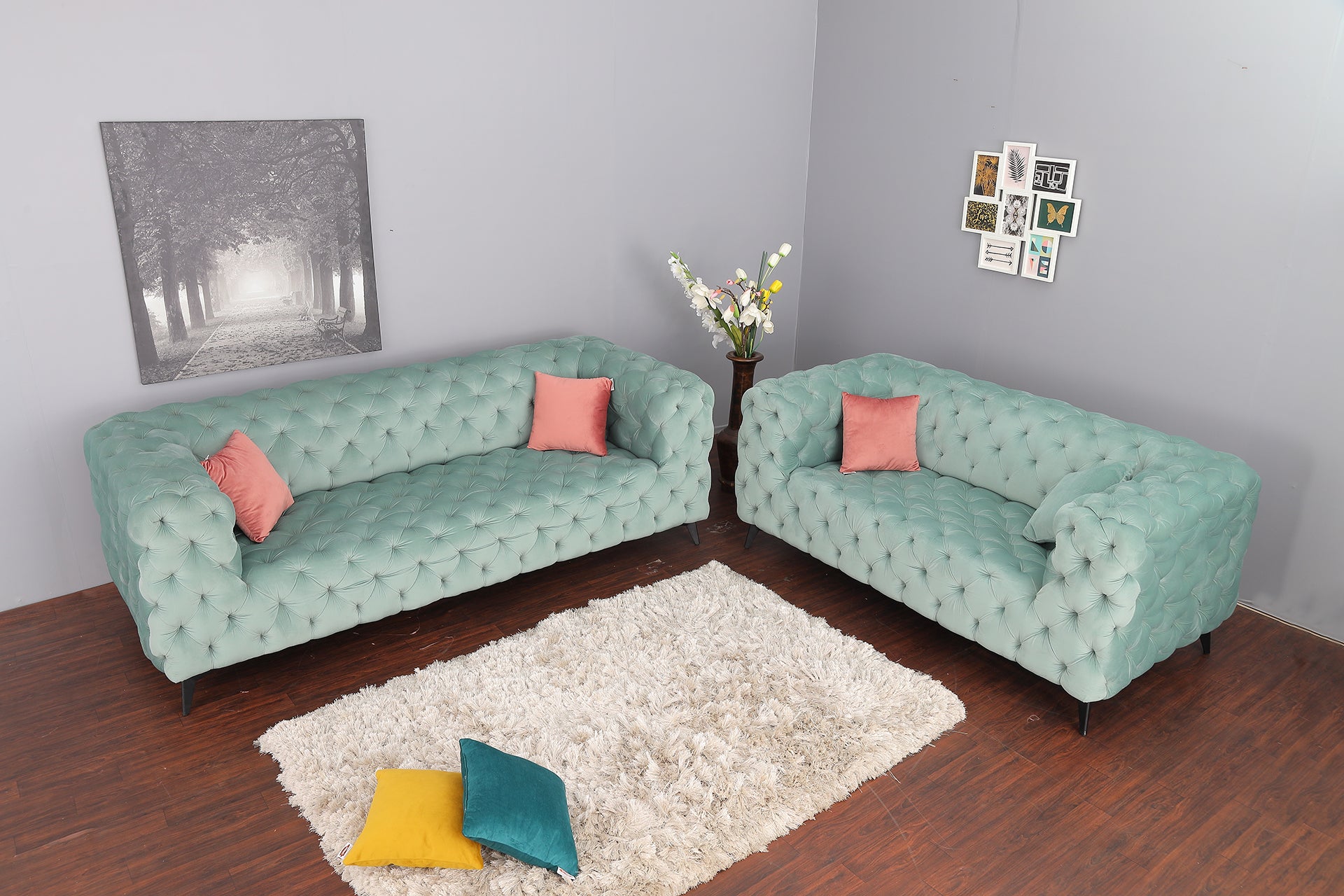3+2 S Full Tuft Block Chester Sofa