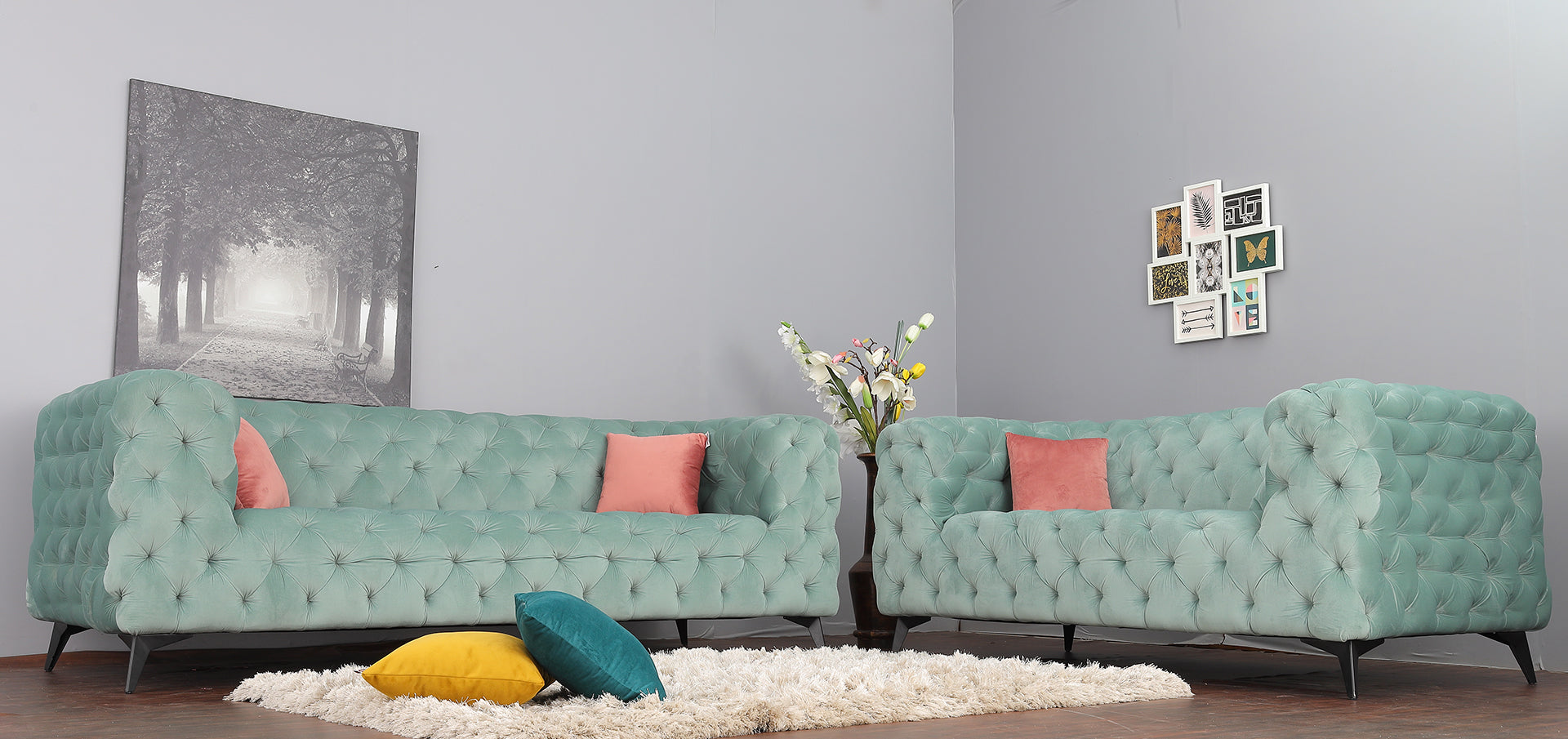 3+2 S Full Tuft Block Chester Sofa